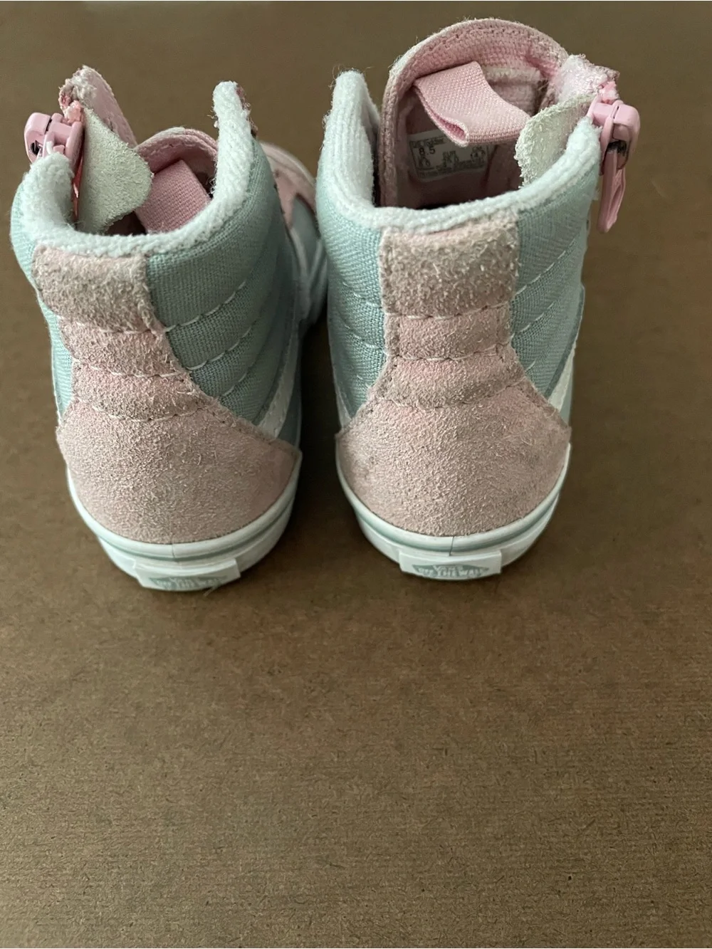 Vans Kids Pink and White High-Top Sneakers